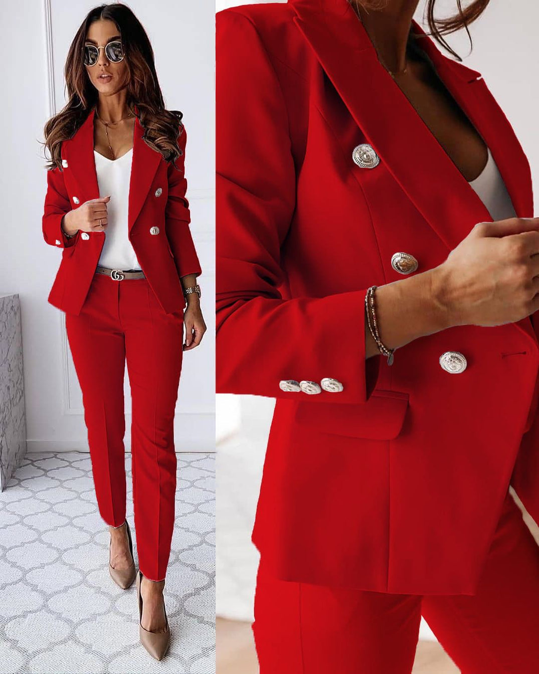Elegante Blazer Set voor een Verfijnde Stijl