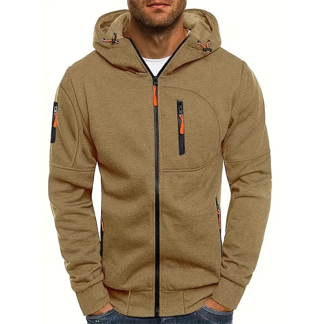 Heren Hoodie – Getailleerde pasvorm – Ademend Katoenmix – Ritssluiting – Zakken met Rits