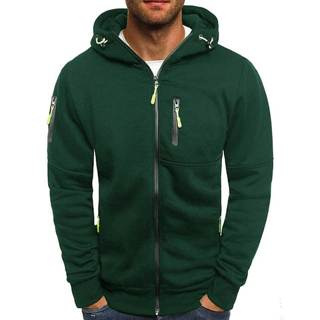 Heren Hoodie – Getailleerde pasvorm – Ademend Katoenmix – Ritssluiting – Zakken met Rits