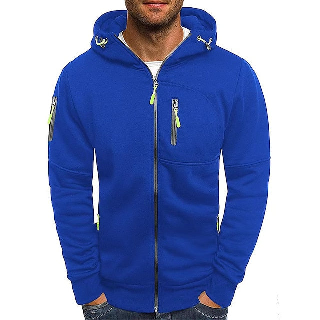 Heren Hoodie – Getailleerde pasvorm – Ademend Katoenmix – Ritssluiting – Zakken met Rits