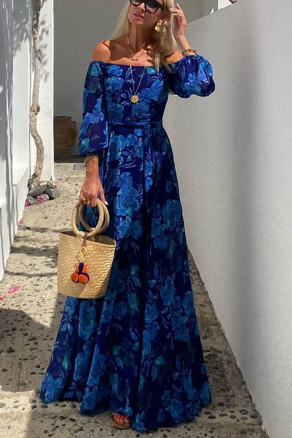 Chique Bloemen Off-Shoulder Maxi Jurk