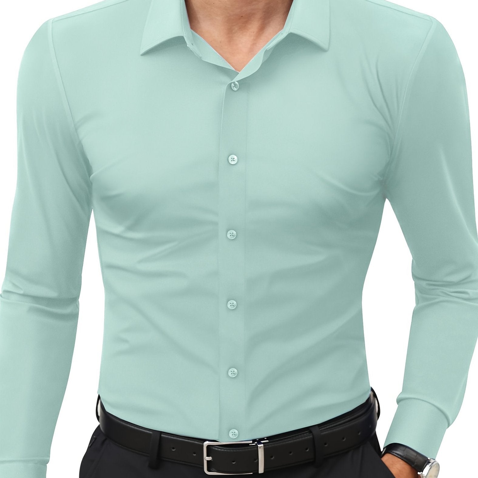 Slim-Fit Stretch Overhemd met Knoopsluiting voor Heren