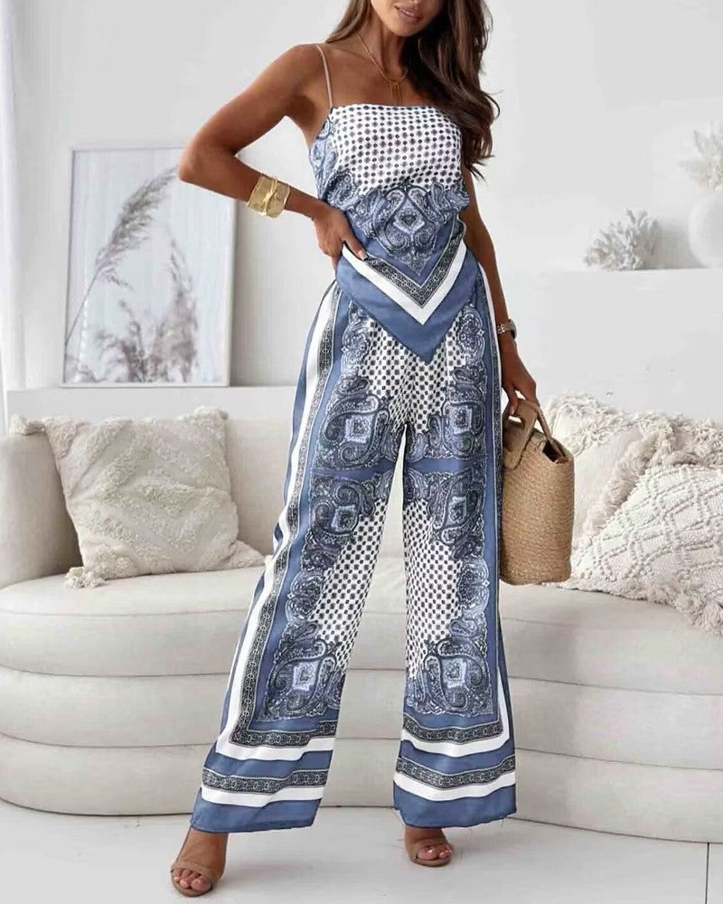 Stijlvolle Set met Geprinte Gilet en Pantalon