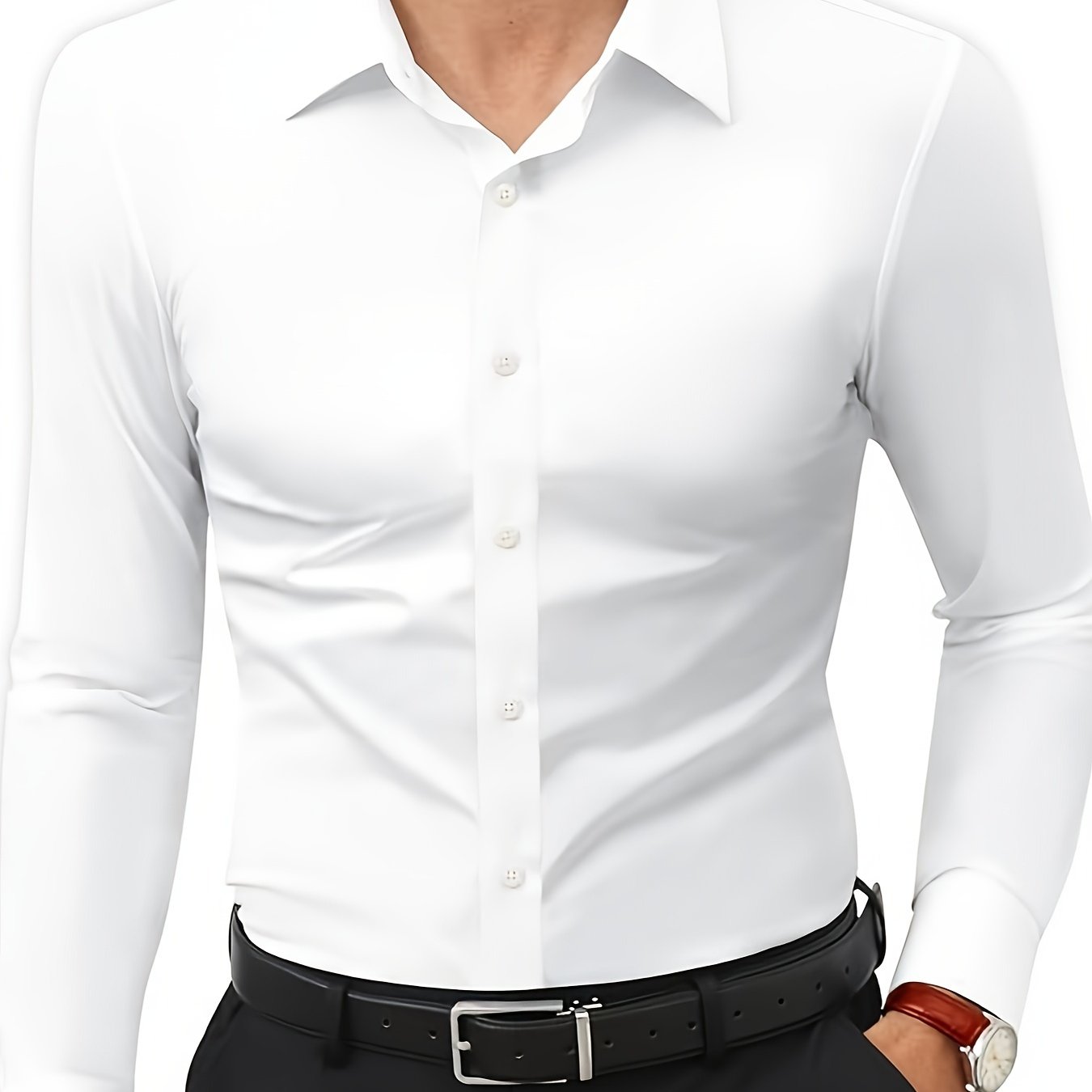 Slim-Fit Stretch Overhemd met Knoopsluiting voor Heren