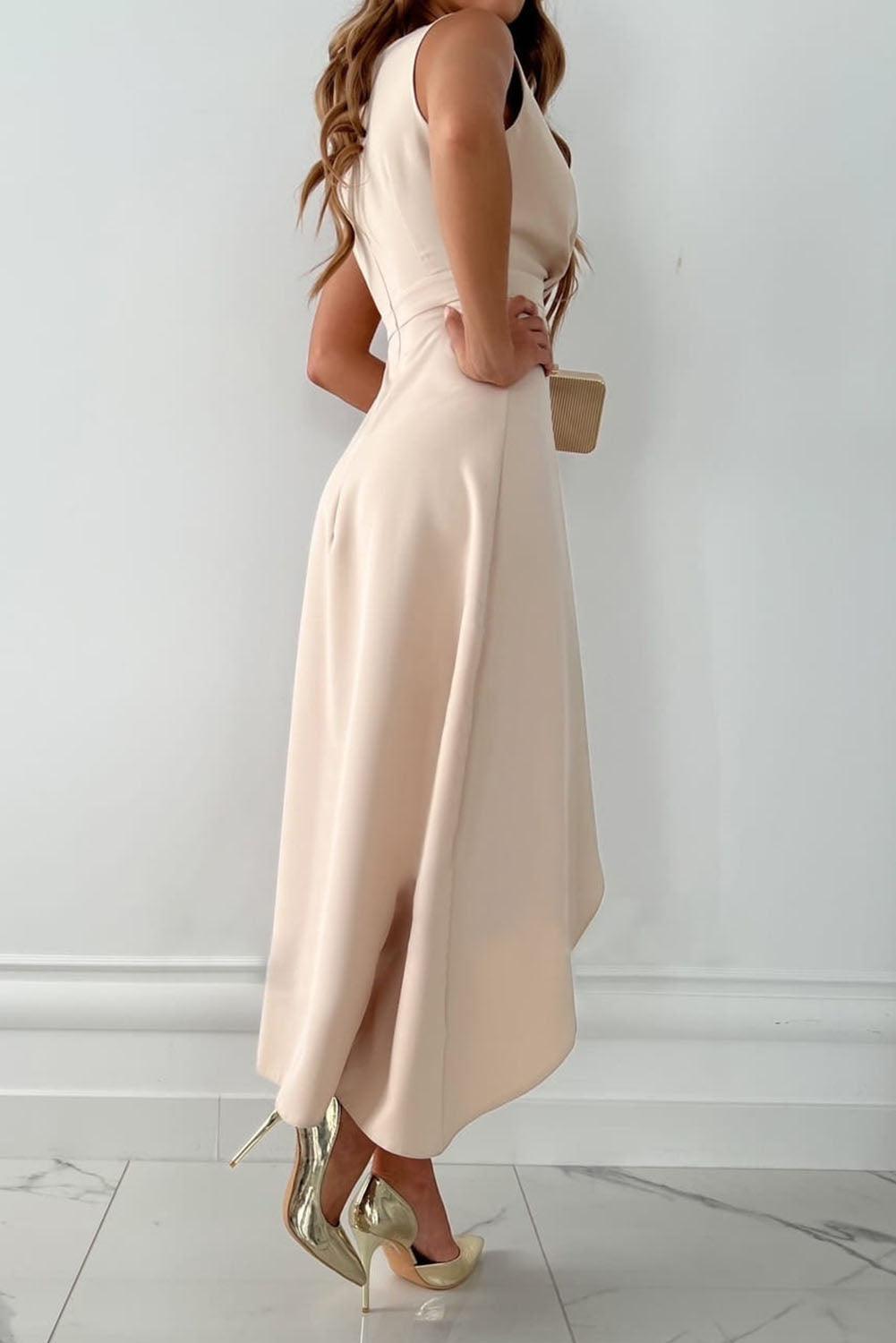 Dames Chique Wrap V-Hals Midi Jurk