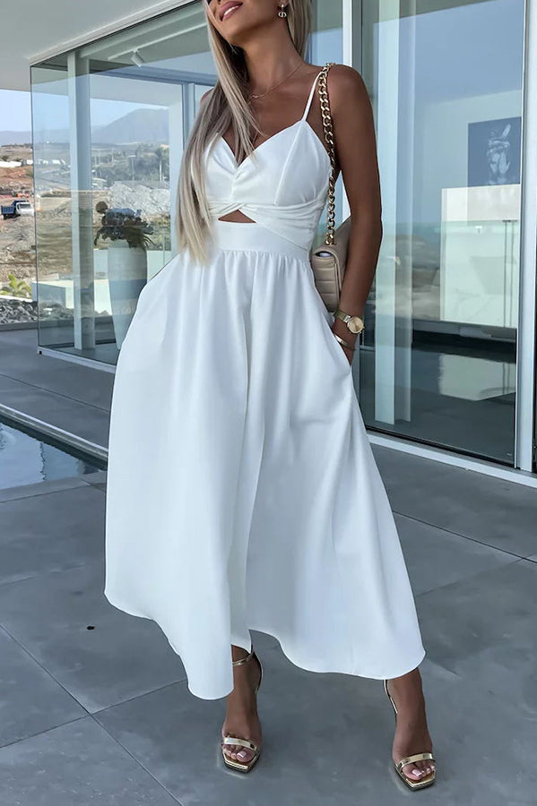 Annika Comfy Midi Jurk met Uitsparingen voor Zakken
