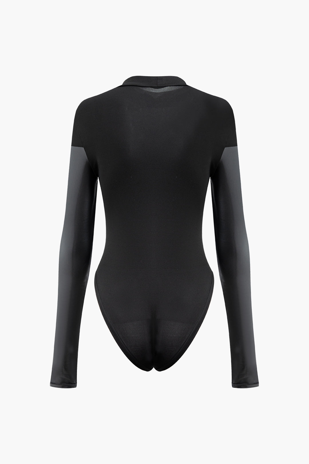 Mock Neck Body Met Lange Mouwen En Leren Details