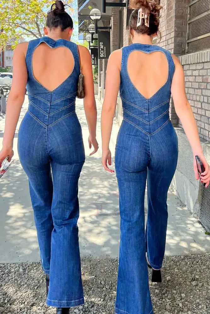 Amalia Denim Jumpsuit met Ruguitsnede