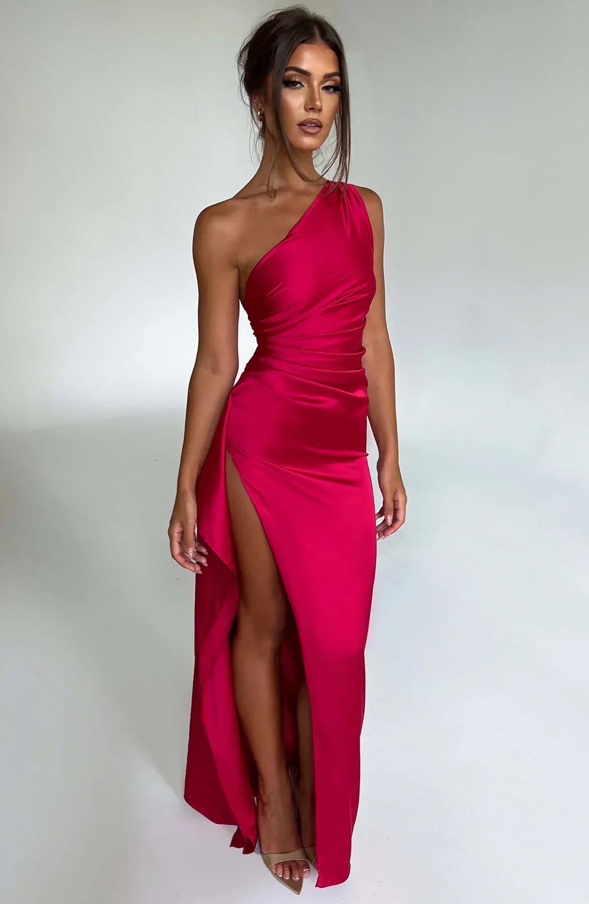 Elegante Satijnen Avondjurk in Maxi Lengte Dames