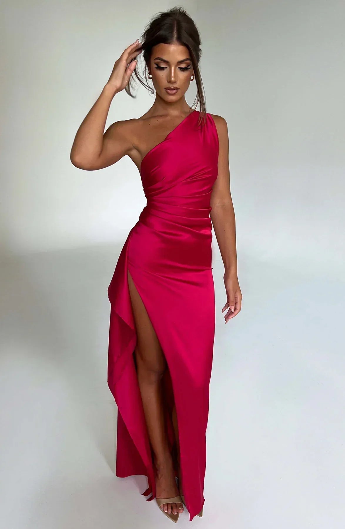 Elegante Satijnen Avondjurk in Maxi Lengte Dames