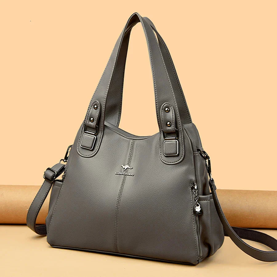 Vintage leren schoudertas voor dames