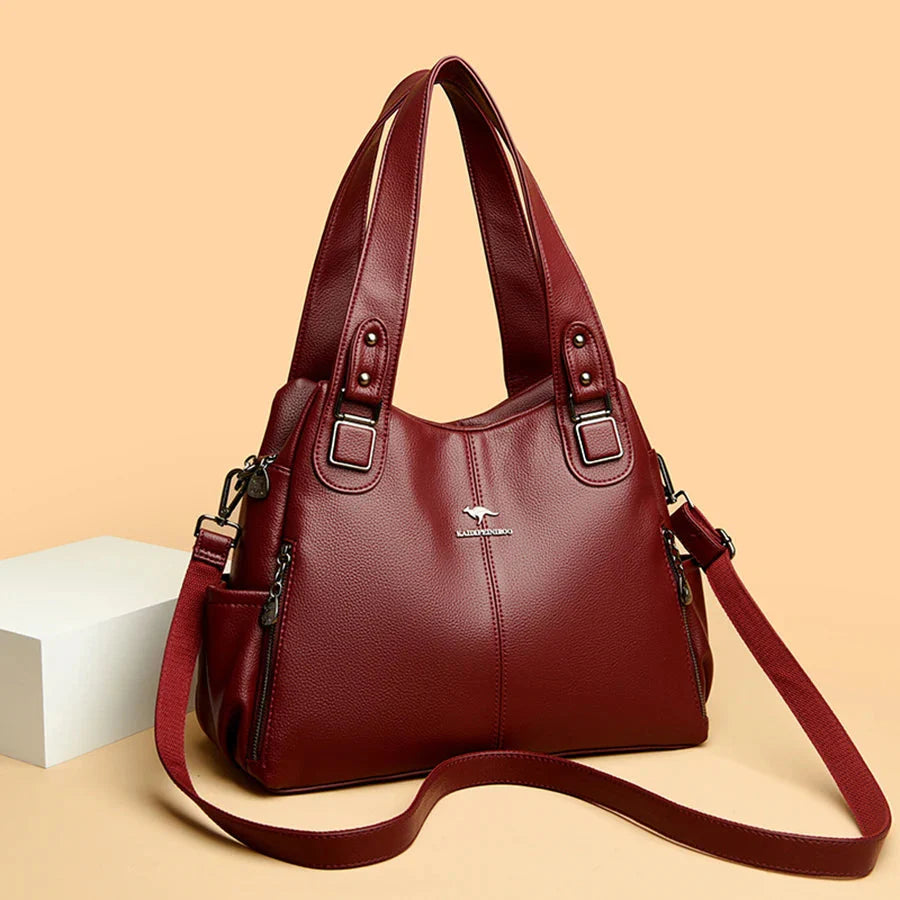 Vintage leren schoudertas voor dames