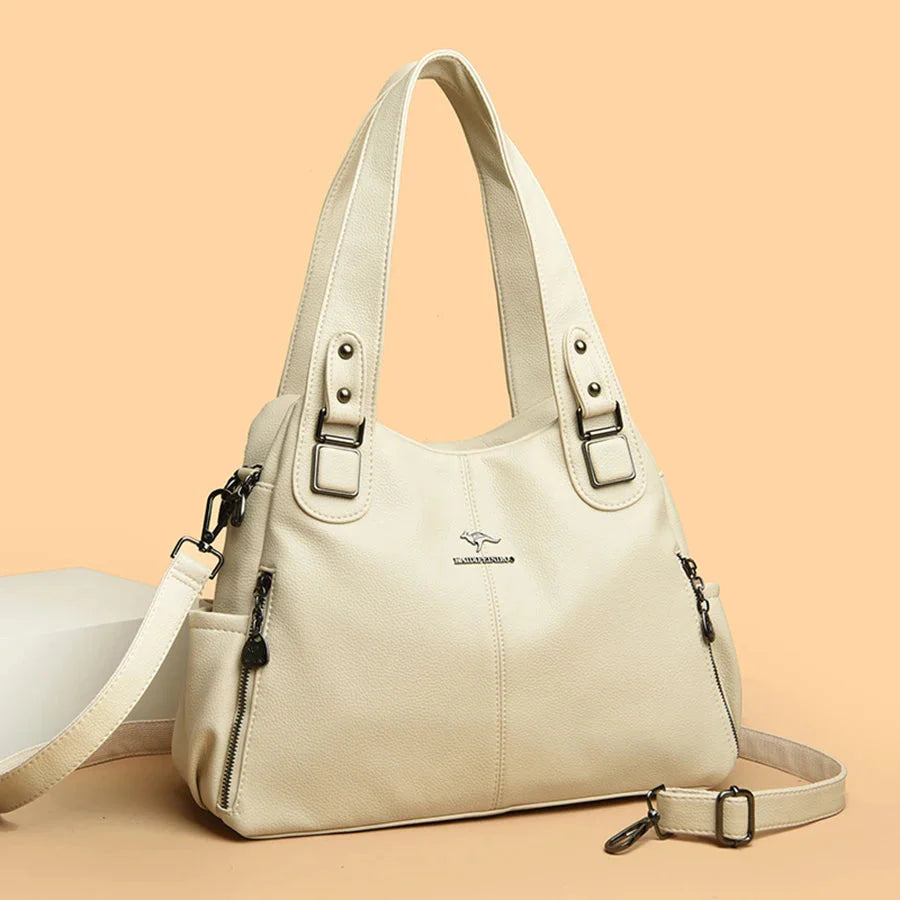 Vintage leren schoudertas voor dames