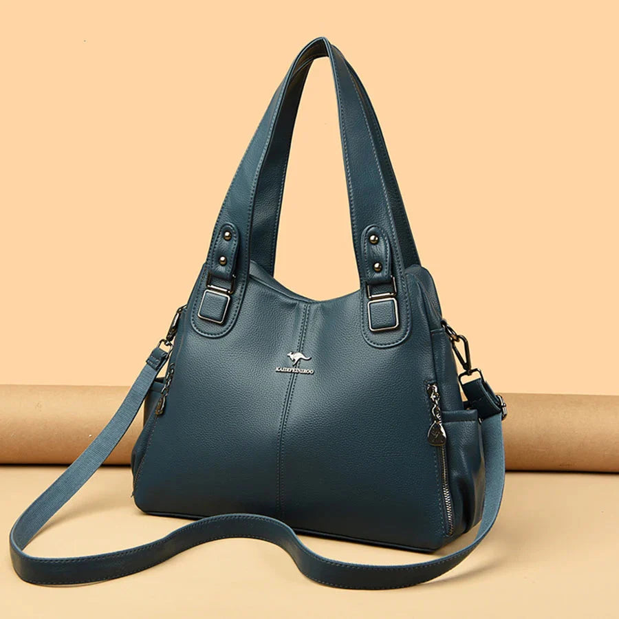 Vintage leren schoudertas voor dames