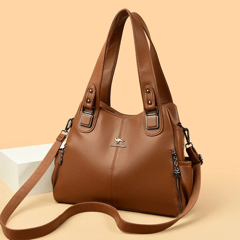 Vintage leren schoudertas voor dames