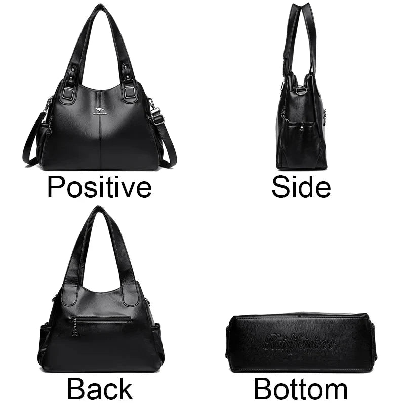 Vintage leren schoudertas voor dames