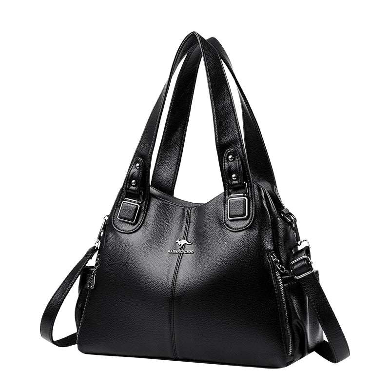 Vintage leren schoudertas voor dames