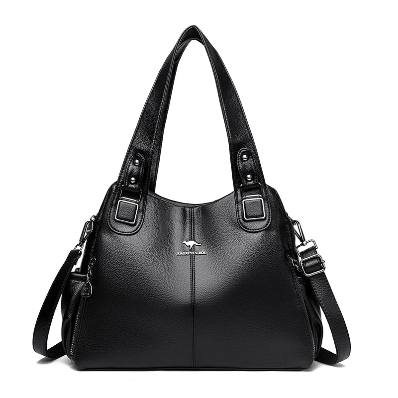 Vintage leren schoudertas voor dames