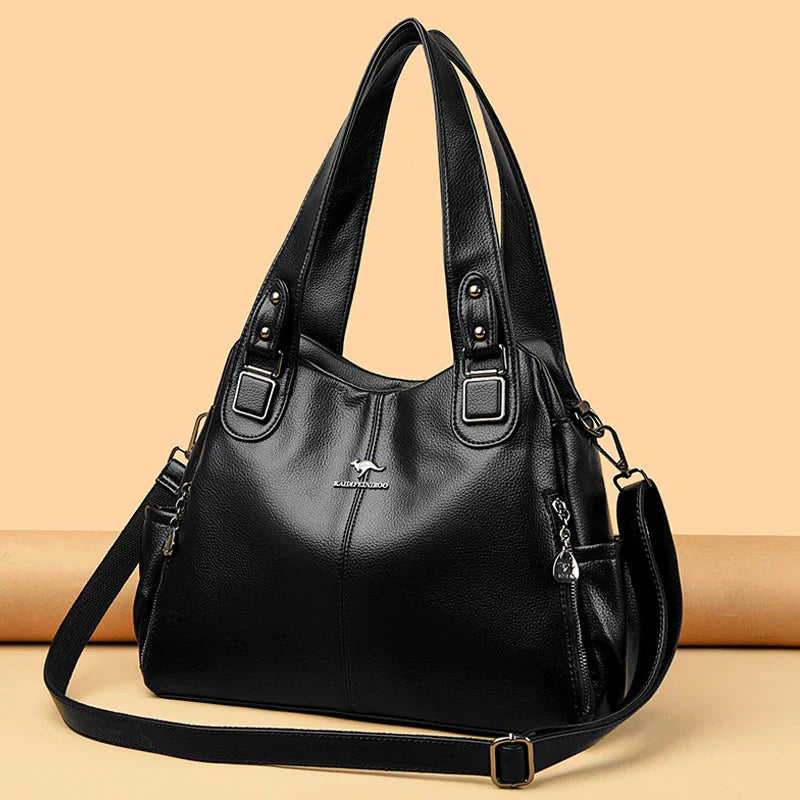 Vintage leren schoudertas voor dames