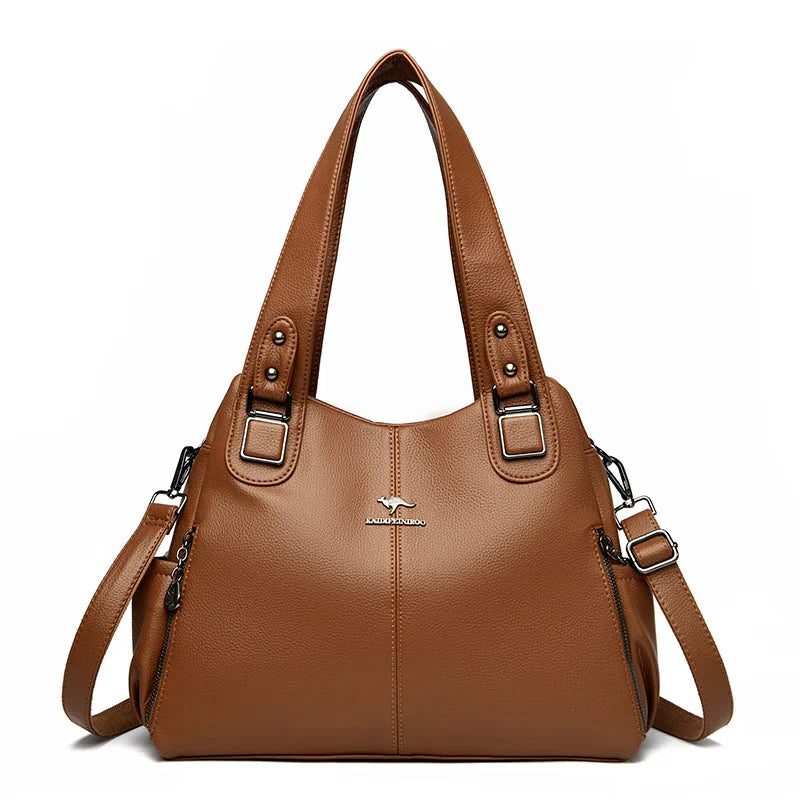 Vintage leren schoudertas voor dames