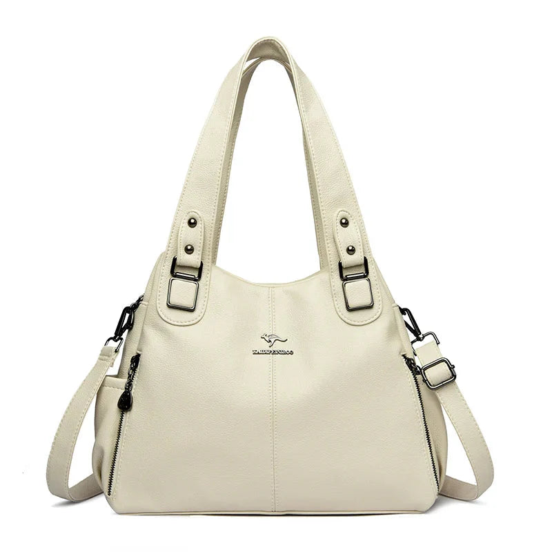 Vintage leren schoudertas voor dames
