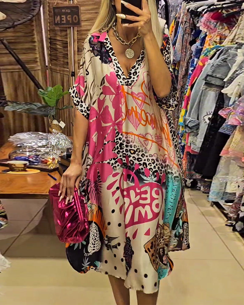Casual V-hals midi-jurk voor dames