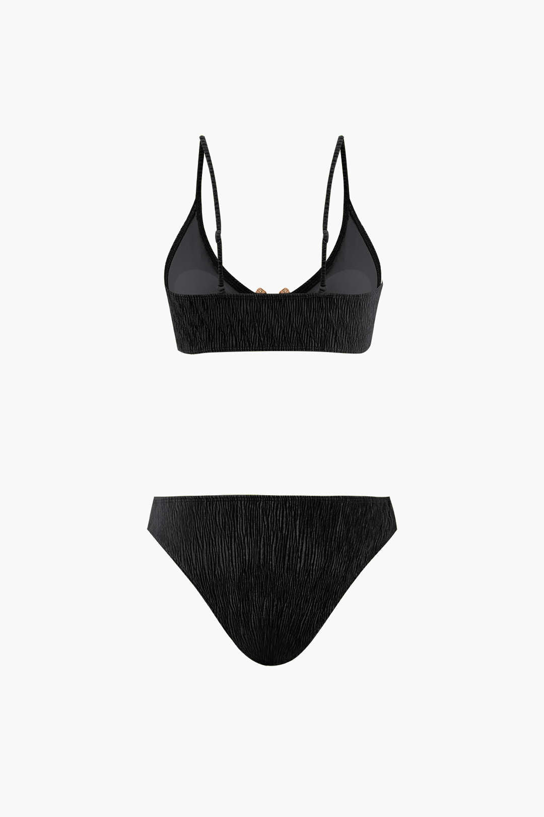 Fluweelstructuur U-Ring Bikini Met Sarong 3-Delige Set