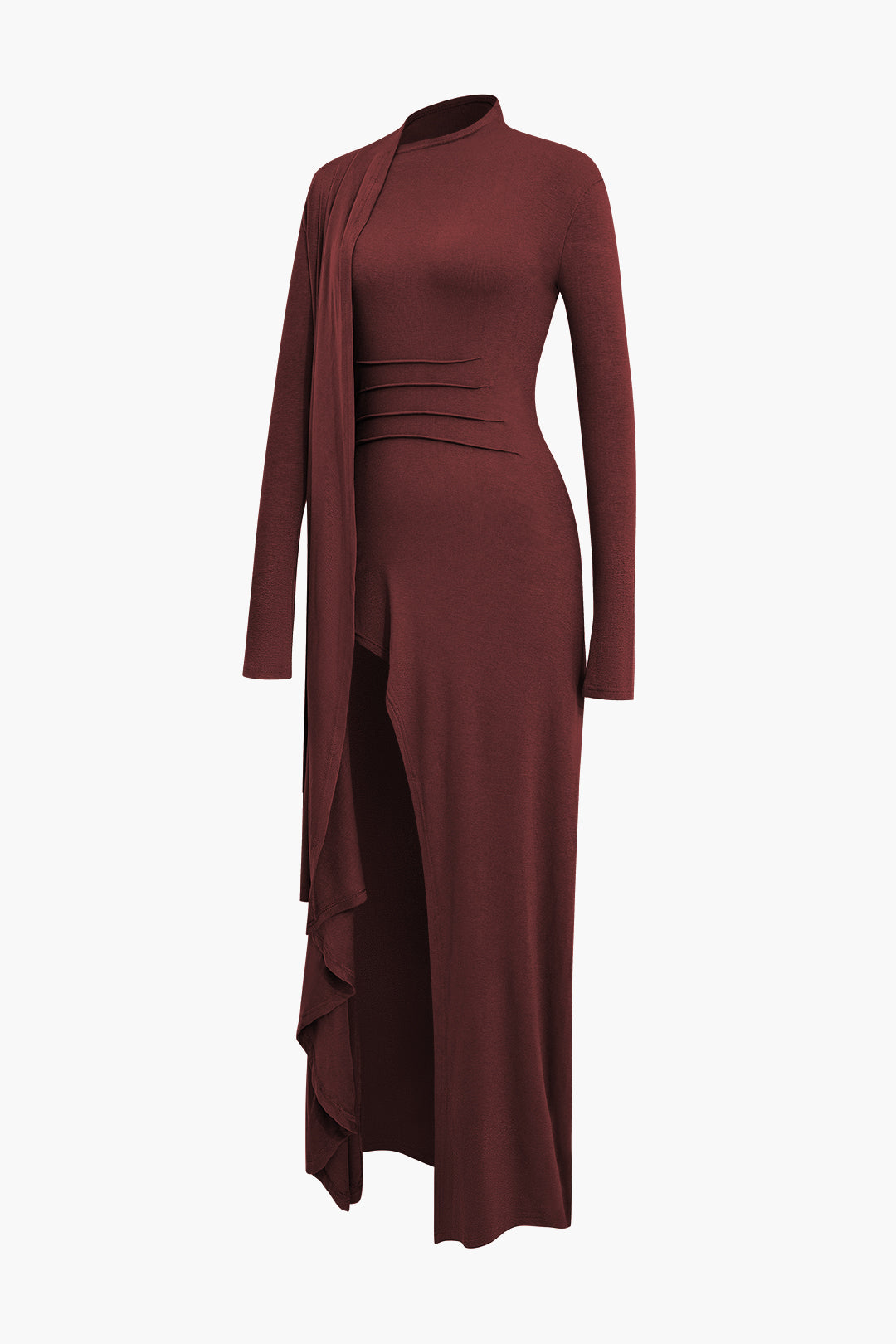 Maxi-jurk met hoge hals en split