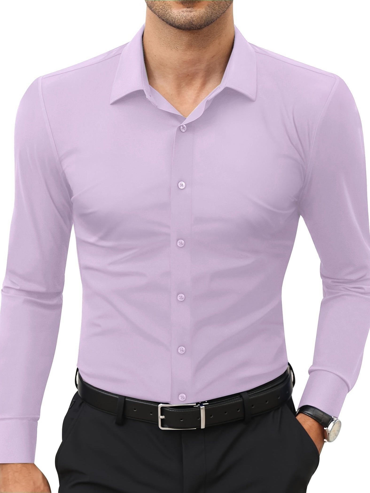 Slim-Fit Stretch Overhemd met Knoopsluiting voor Heren