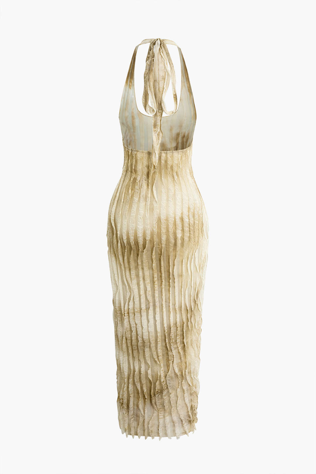 Transparante Ruffle Rugloze Maxi Jurk