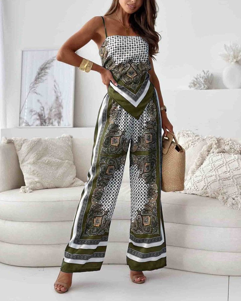Stijlvolle Set met Geprinte Gilet en Pantalon