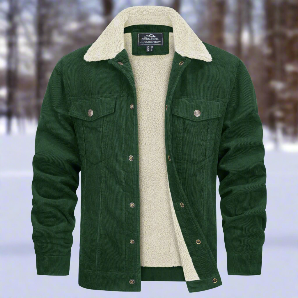 Heren Jas – Corduroy – Sherpa Voering – Relaxte Pasvorm – Knoopsluiting – Borstzakken