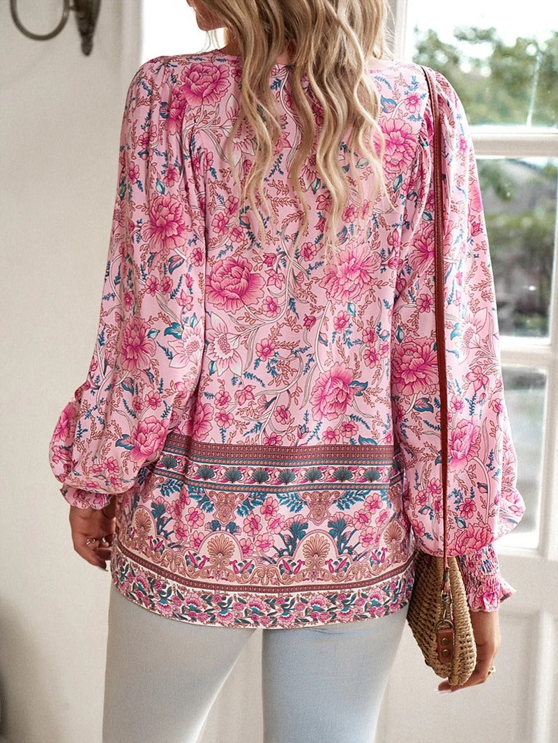 Lichtgewicht Katoenen Boho Blouse met Verstelbare Pasvorm voor dames