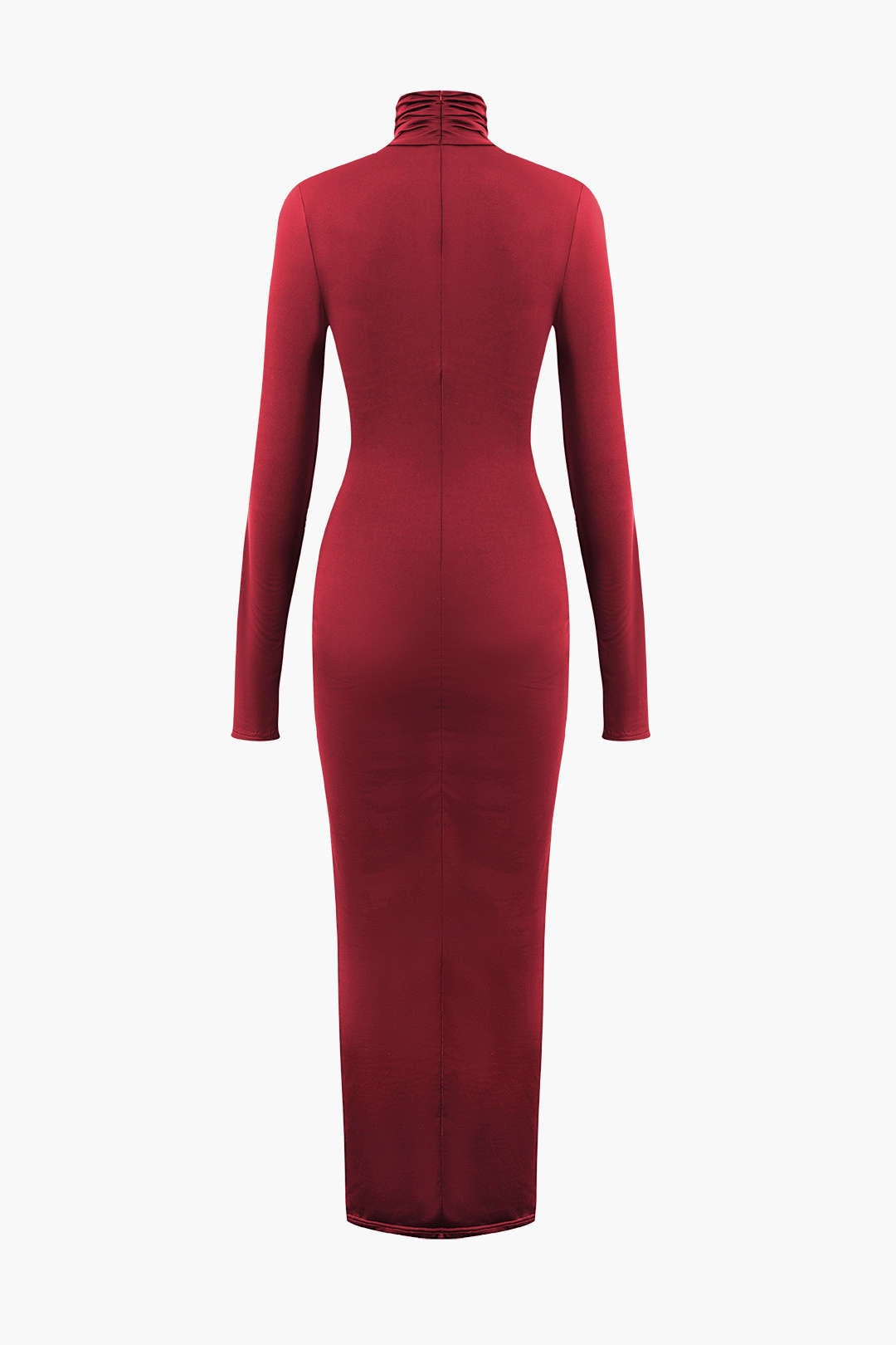 Wikkelruche Maxi Jurk met Hoge Hals