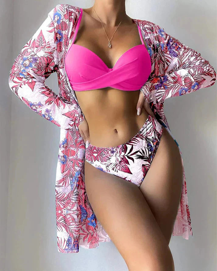 Stijlvolle bikini en strandcover-up set voor dames