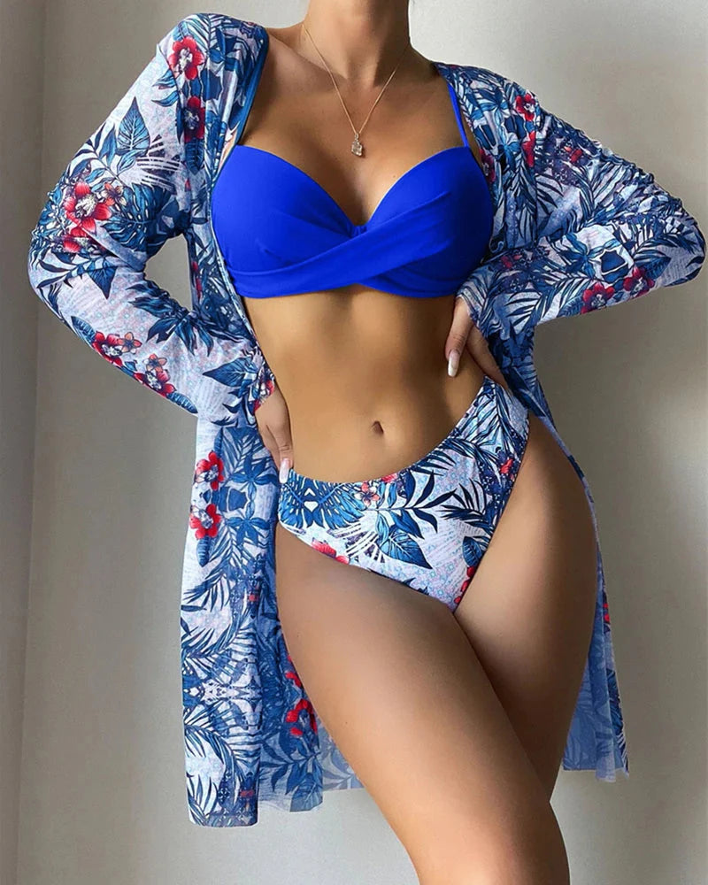 Stijlvolle bikini en strandcover-up set voor dames