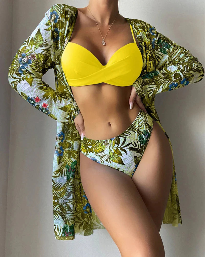 Stijlvolle bikini en strandcover-up set voor dames