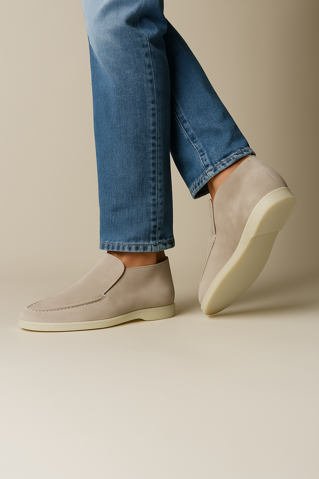 Verfijnde Beige Suède Loafers voor Heren