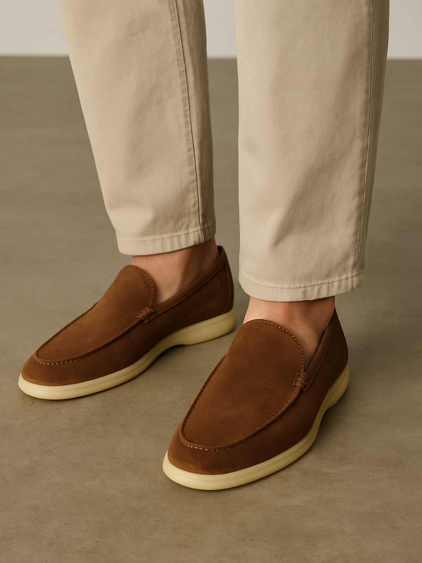 Elegante Bruine Loafers van Suède voor Heren
