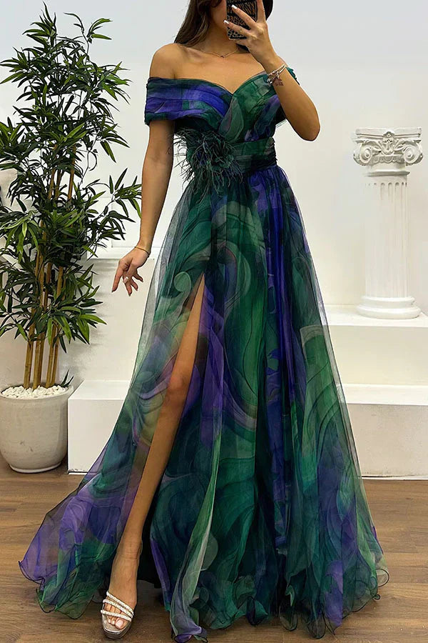 Dames Elegante Off-Shoulder Maxi Jurk
