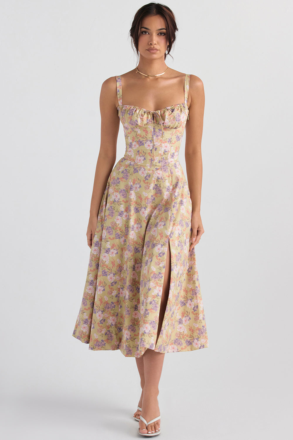 Dames Bloemen Bustier Midriff Taille Shaper Jurk