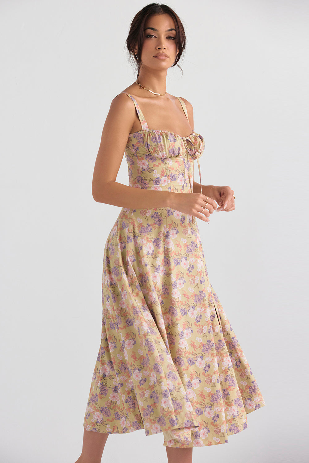 Dames Bloemen Bustier Midriff Taille Shaper Jurk