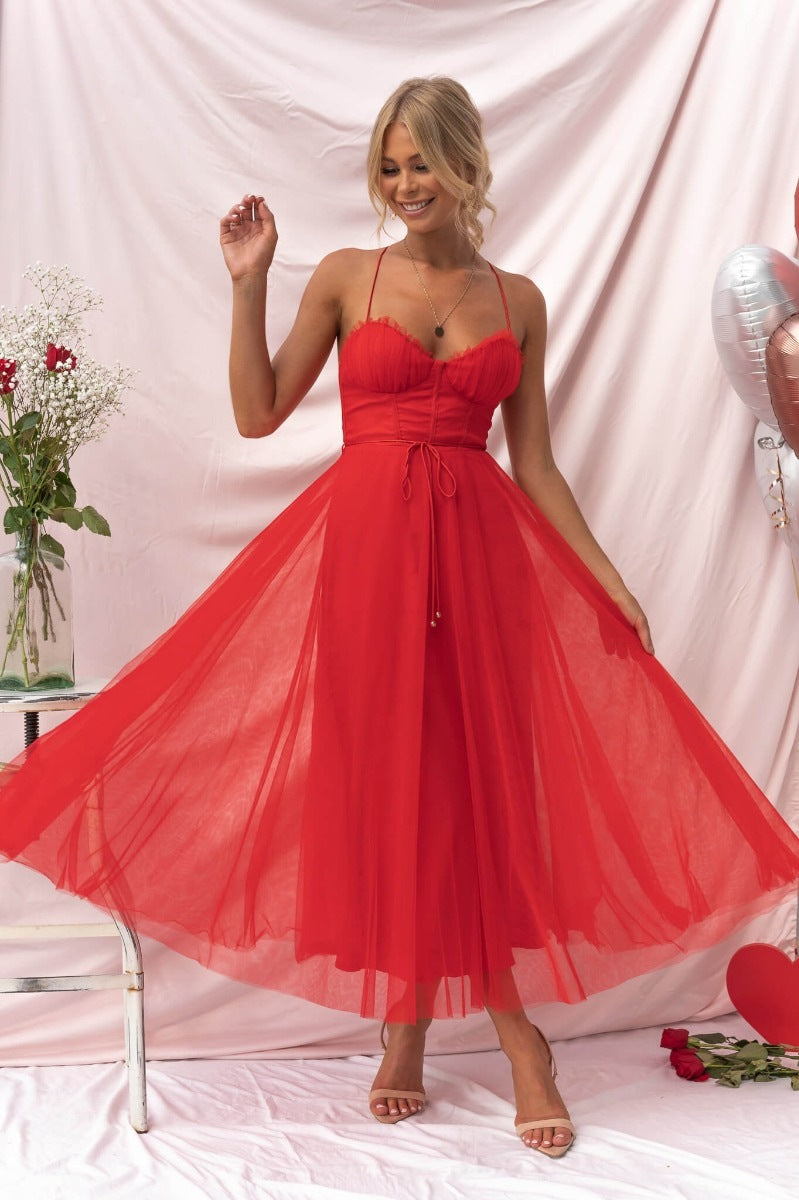 Seraphina Korset Tule Midi Jurk voor Dames