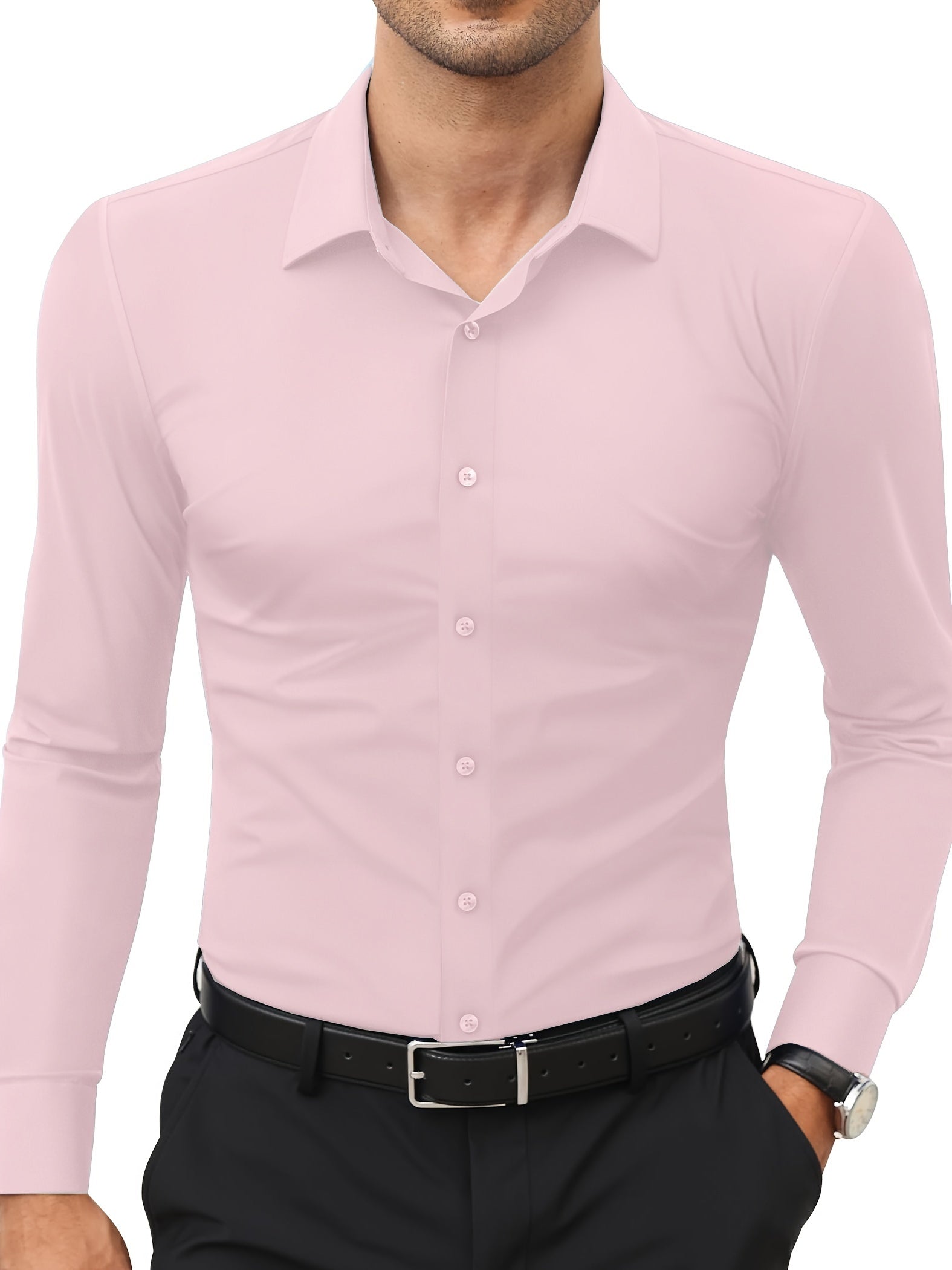 Slim-Fit Stretch Overhemd met Knoopsluiting voor Heren