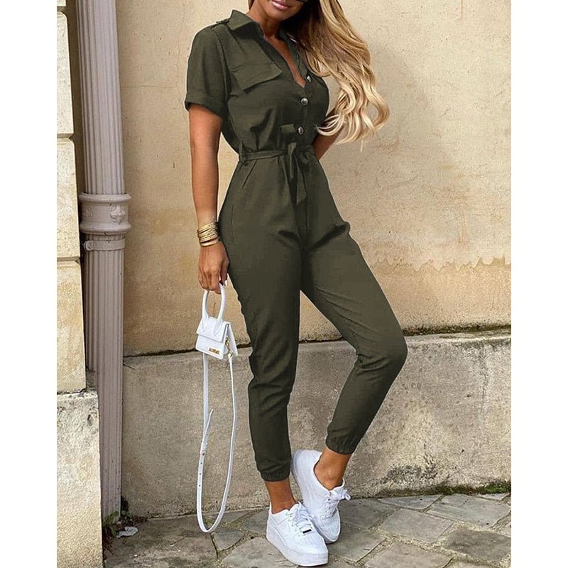 Stijlvolle Getailleerde Jumpsuit met Ceintuur voor Dames