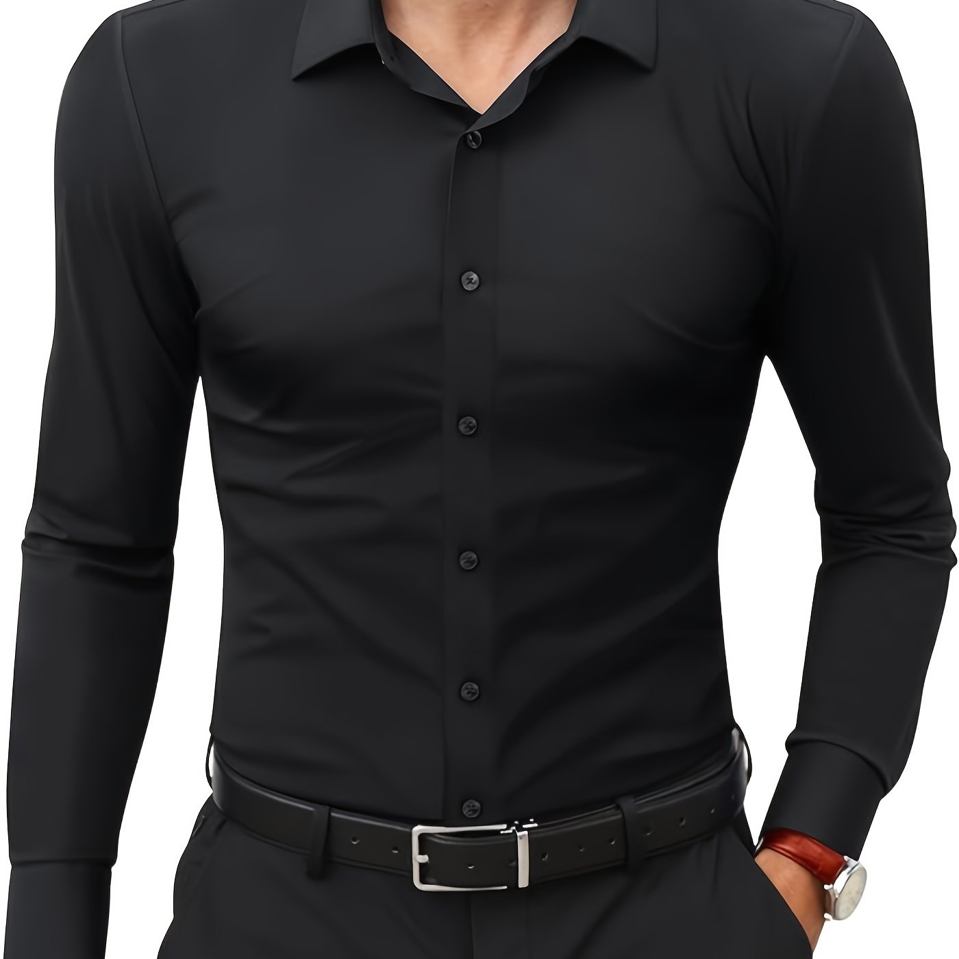 Slim-Fit Stretch Overhemd met Knoopsluiting voor Heren