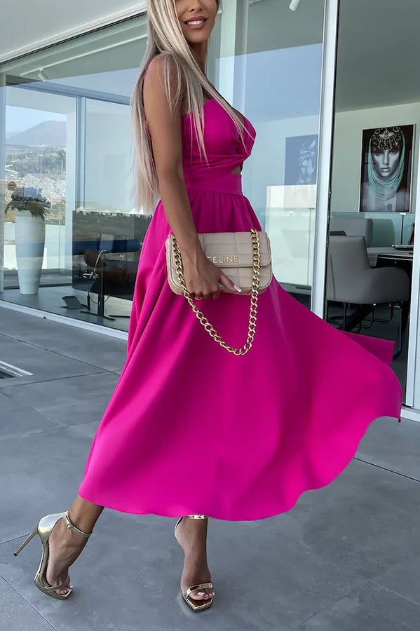 Annika Comfy Midi Jurk met Uitsparingen voor Zakken