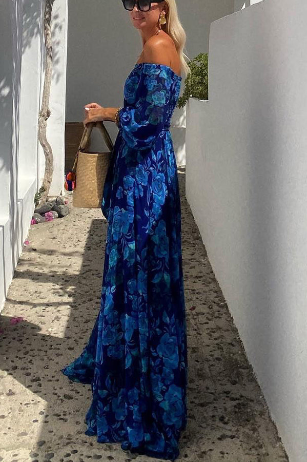 Chique Bloemen Off-Shoulder Maxi Jurk