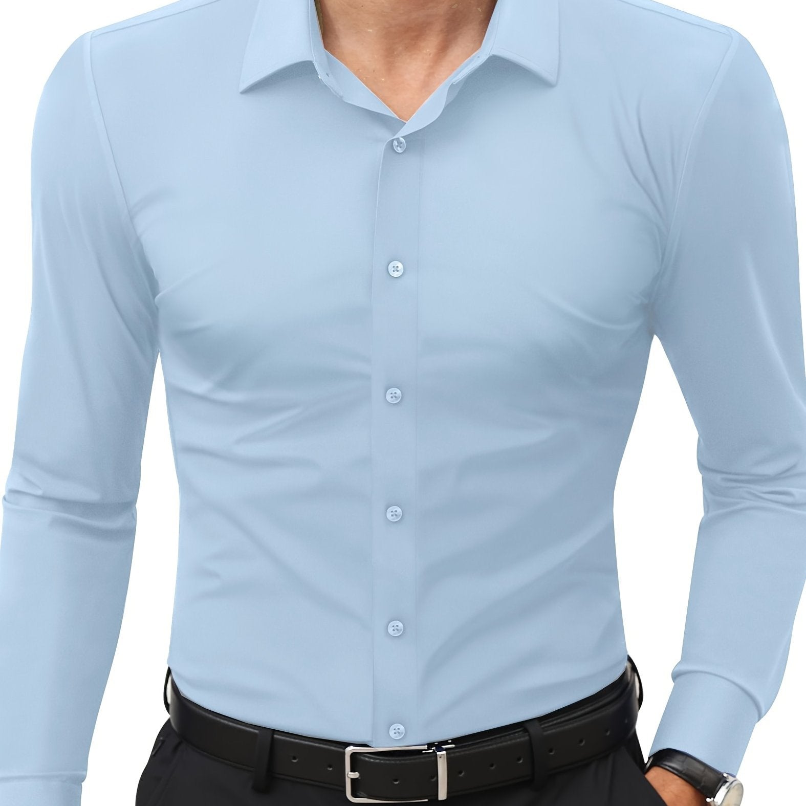 Slim-Fit Stretch Overhemd met Knoopsluiting voor Heren