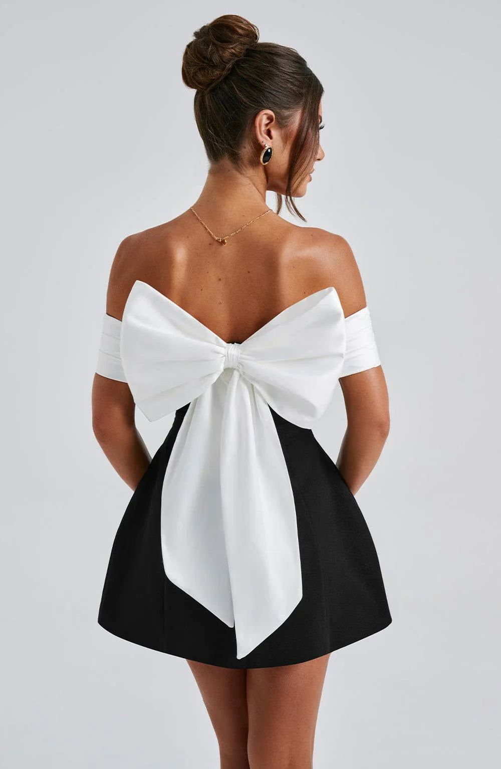 Noir Mini Jurk - Zwart/Wit